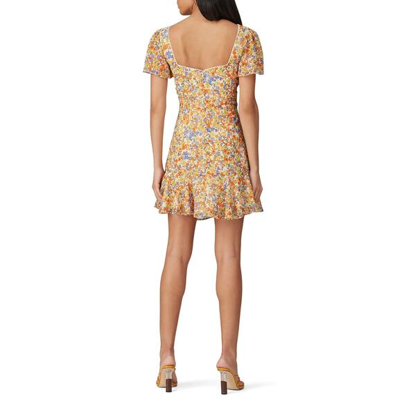 ASTR So Smitten Mini Dress Women's Large Orange Floral Revolve Cottagecore - Picture 15 of 16